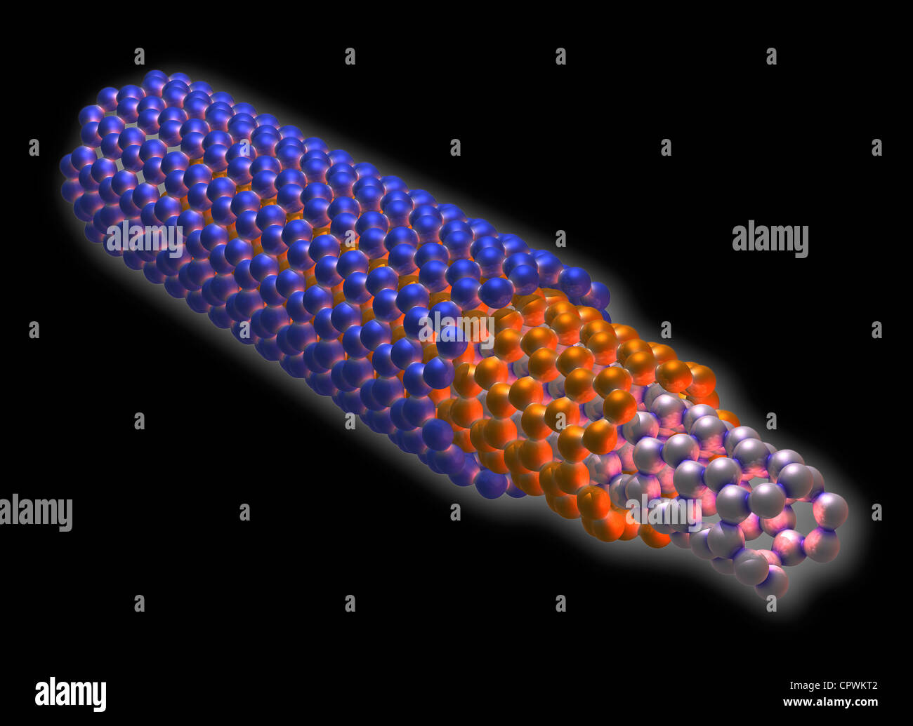 carbon nanotube molecular model Stock Photo