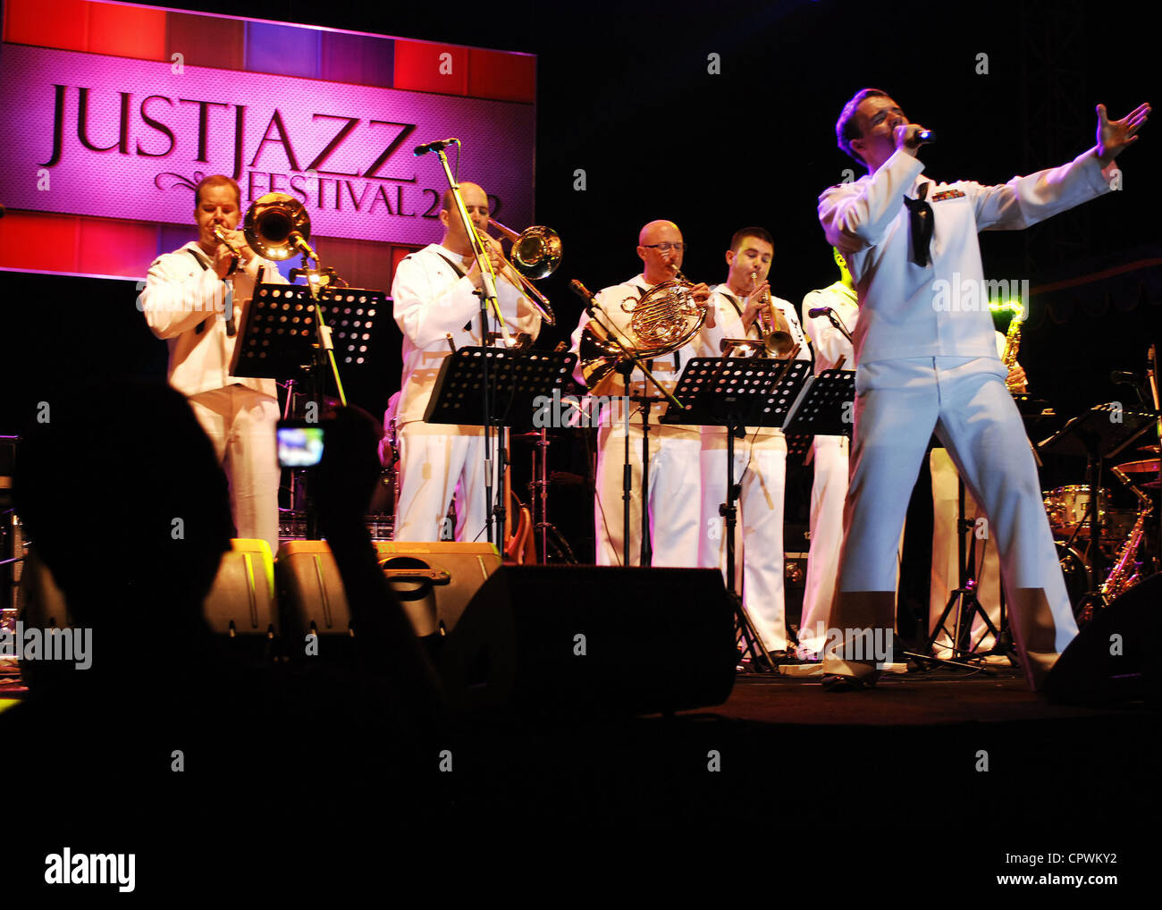 Navy Musician 3rd Class Gabriel Brown With U S Navy 7th Fleet Band Orient Express Sings At A Jazz Festival During Cooperation Afloat Readiness And Training Carat Indonesia 12 Carat 12 Is A