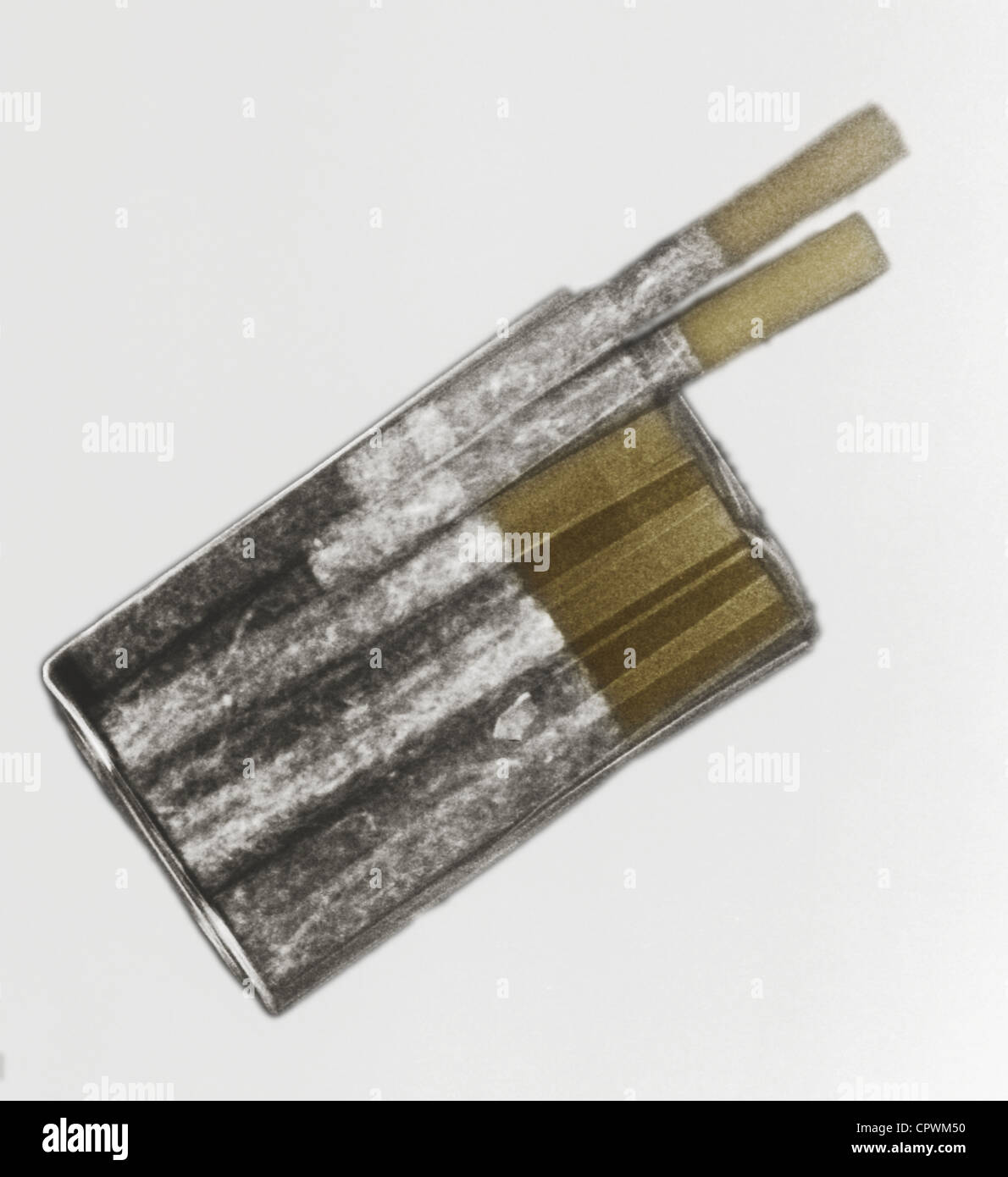 x-ray of a pack of cigarettes Stock Photo