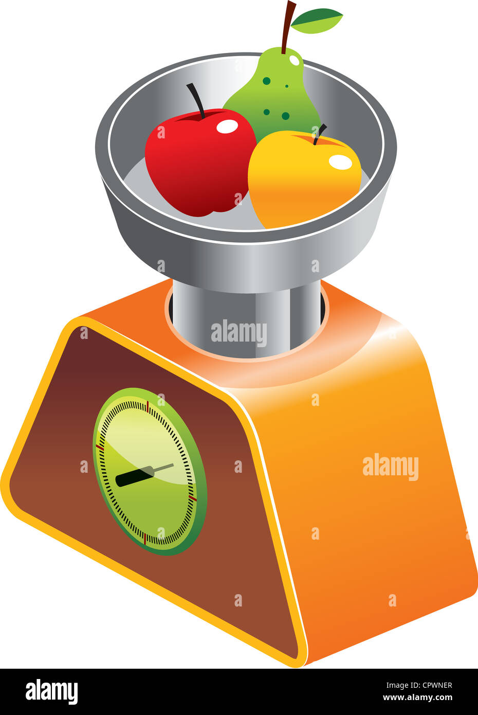 https://c8.alamy.com/comp/CPWNER/a-weigh-scale-with-apples-and-a-pear-CPWNER.jpg