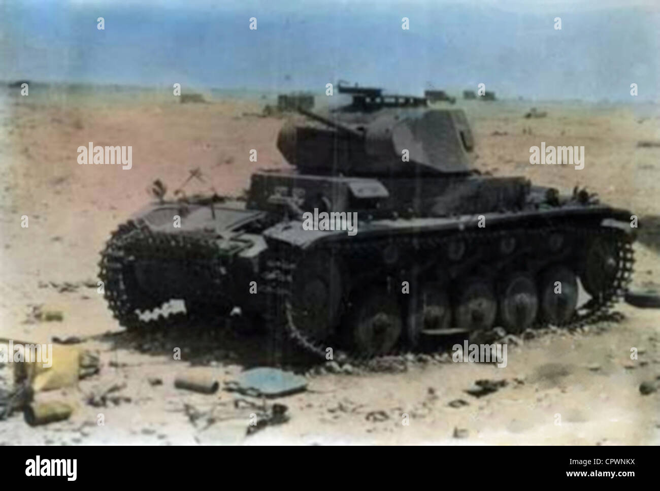 knocked out German Panzer II in Libya Stock Photo