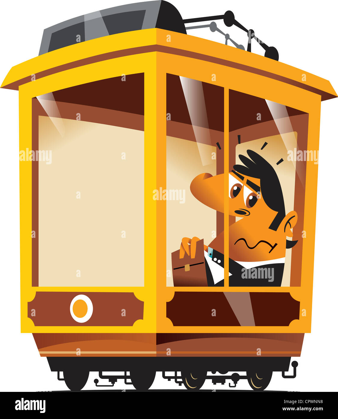 A man in a train car Stock Photo Alamy