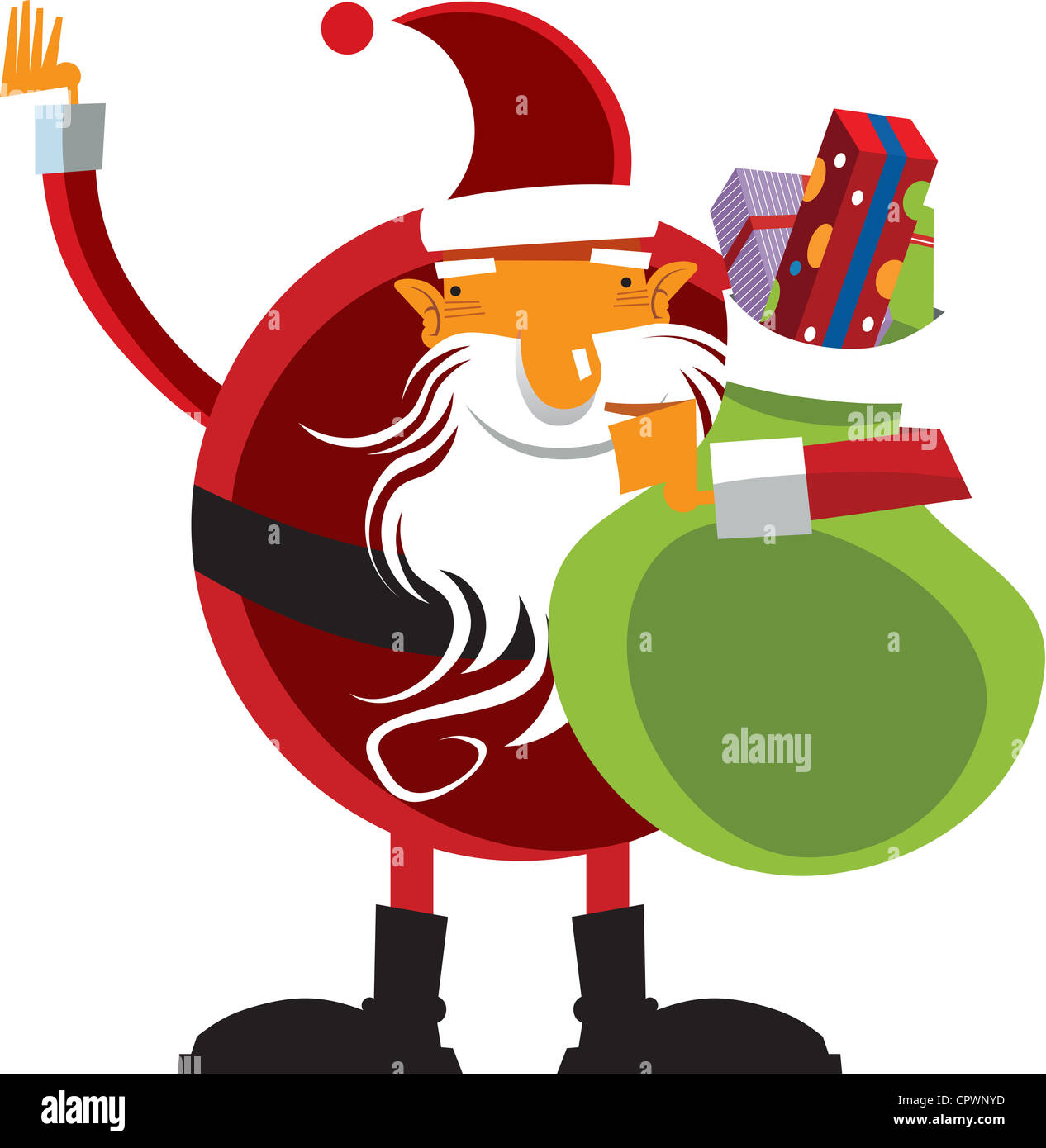 Santa holding a sack full of presents Stock Photo