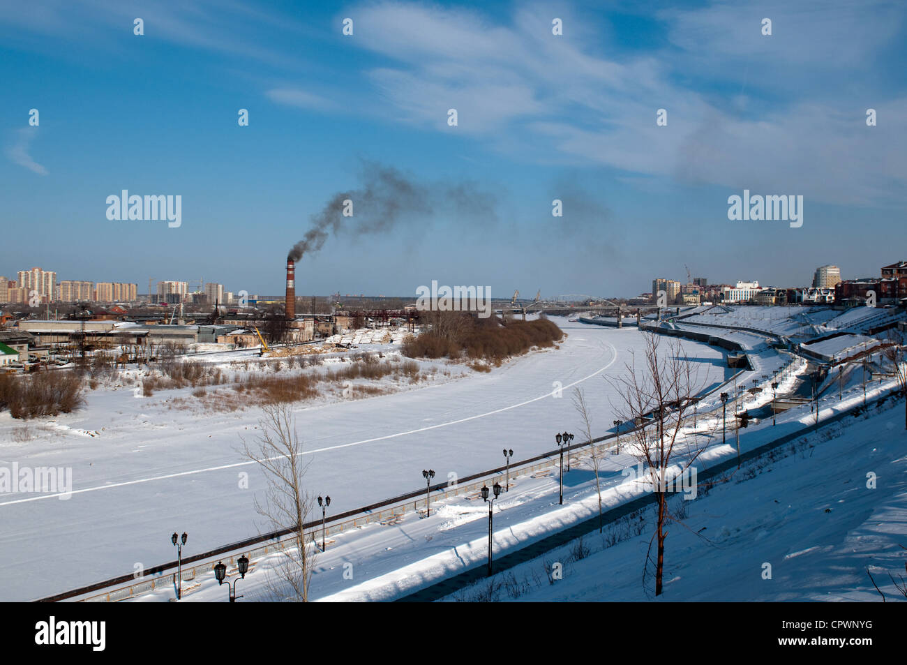 View of the Tyumen, Siberia, Russia. Stock Photo