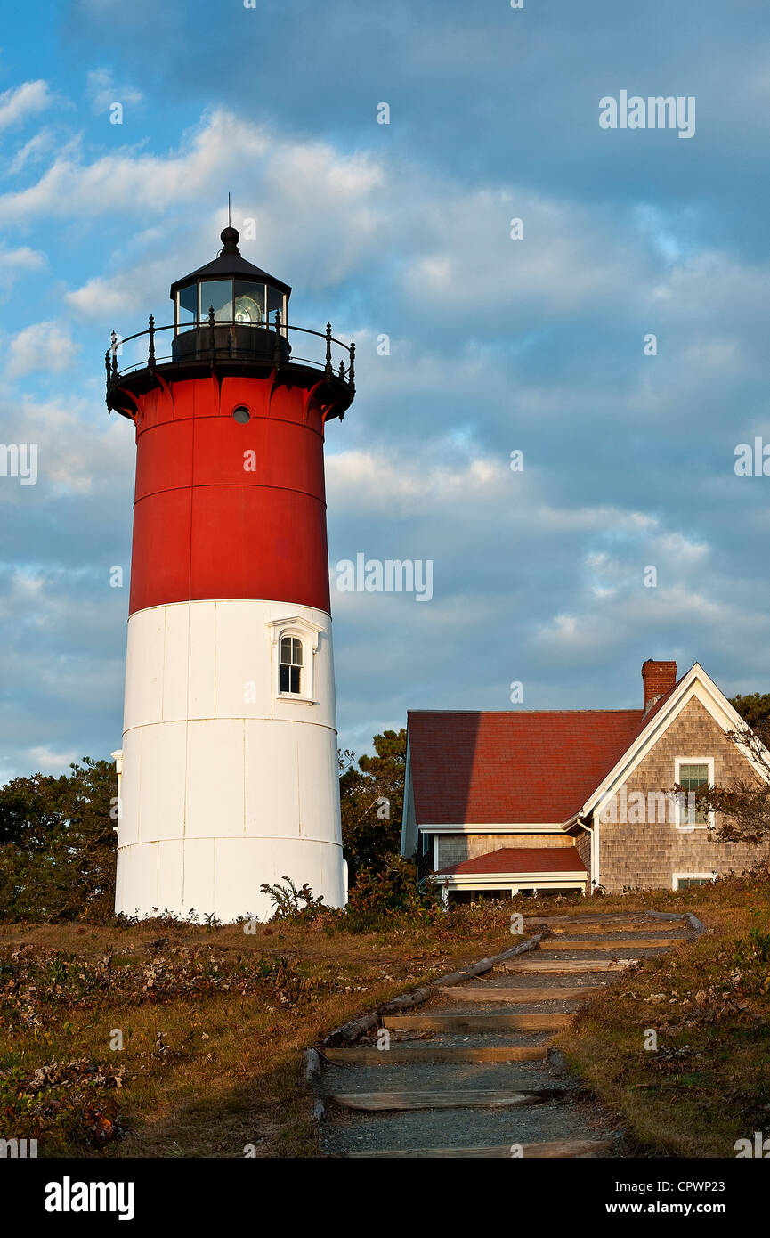 Nauset Light, Cape Cod National Seashore, Eastham, Cape Cod, MA Stock