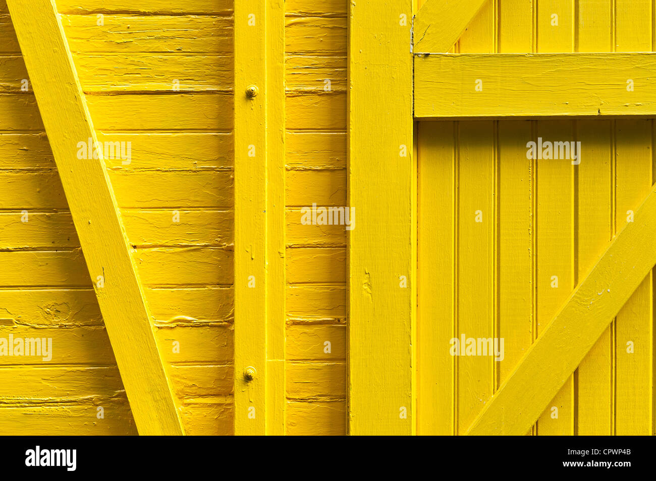Detail of yellow train car. Stock Photo