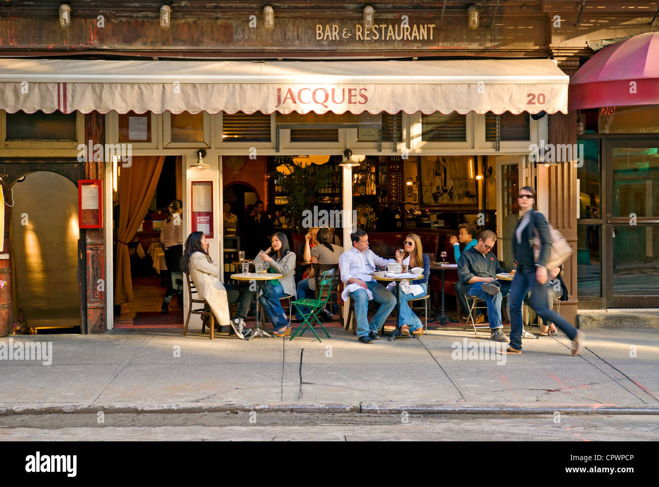 Outdoor Cafe on Prince Street in Nolita, Soho, New York City. Stock Photo