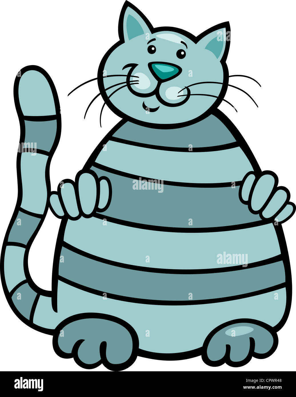 cartoon illustration of cute gray tabby cat Stock Photo - Alamy