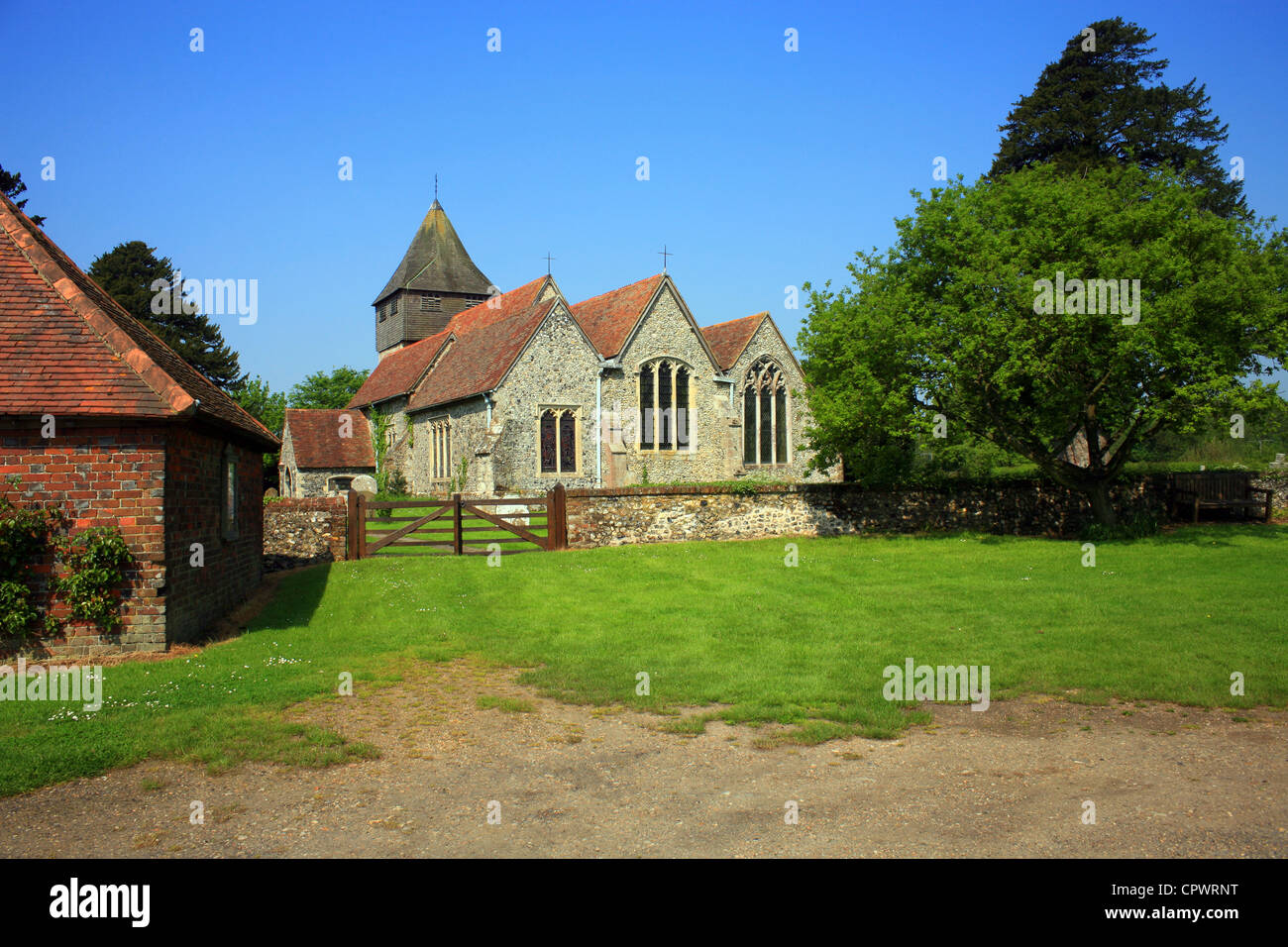 St James the Great church, Elmsted, North Downs, Ashford, Kent, England Stock Photo