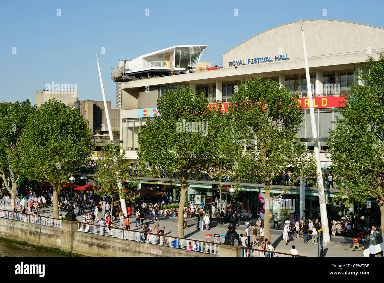 The Royal Festival Hall on the banks of the River Thames in London Stock Photo