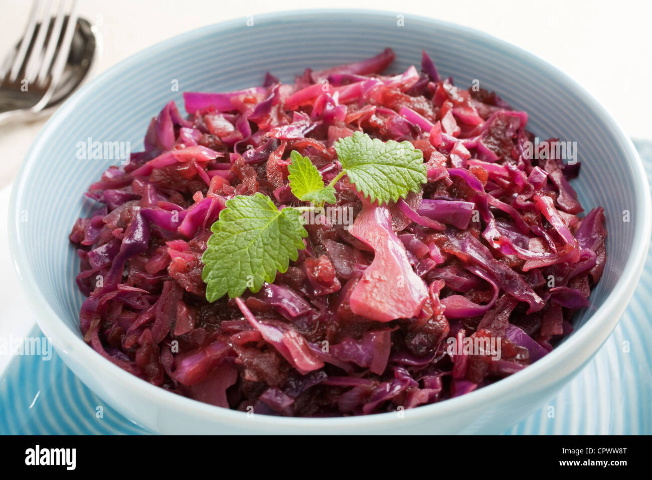 Spiced red cabbage with apple Stock Photo