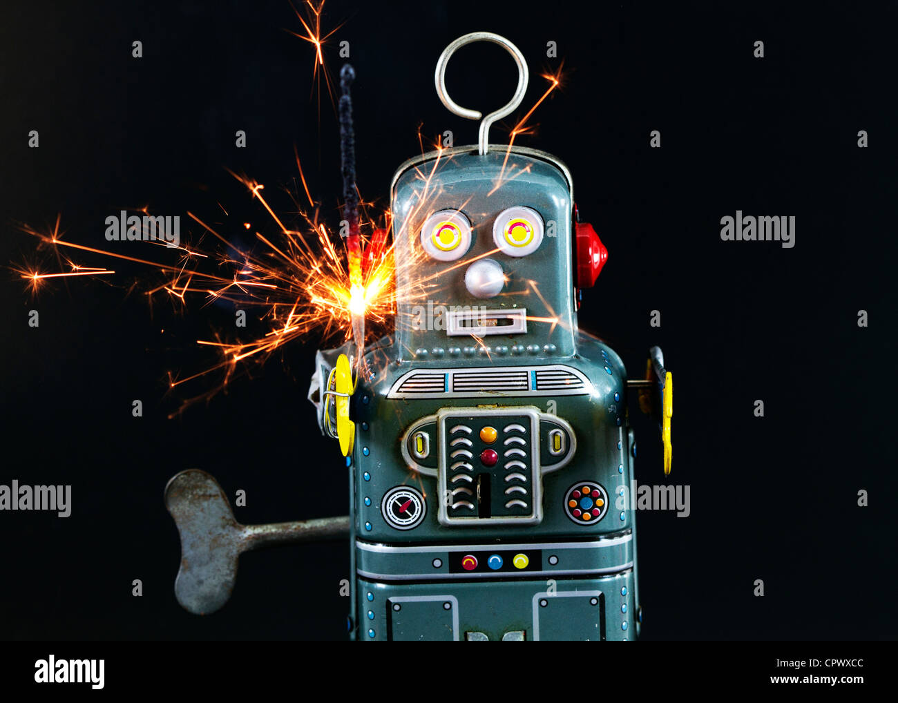 Robot Toy With Sparks Stock Photo Alamy