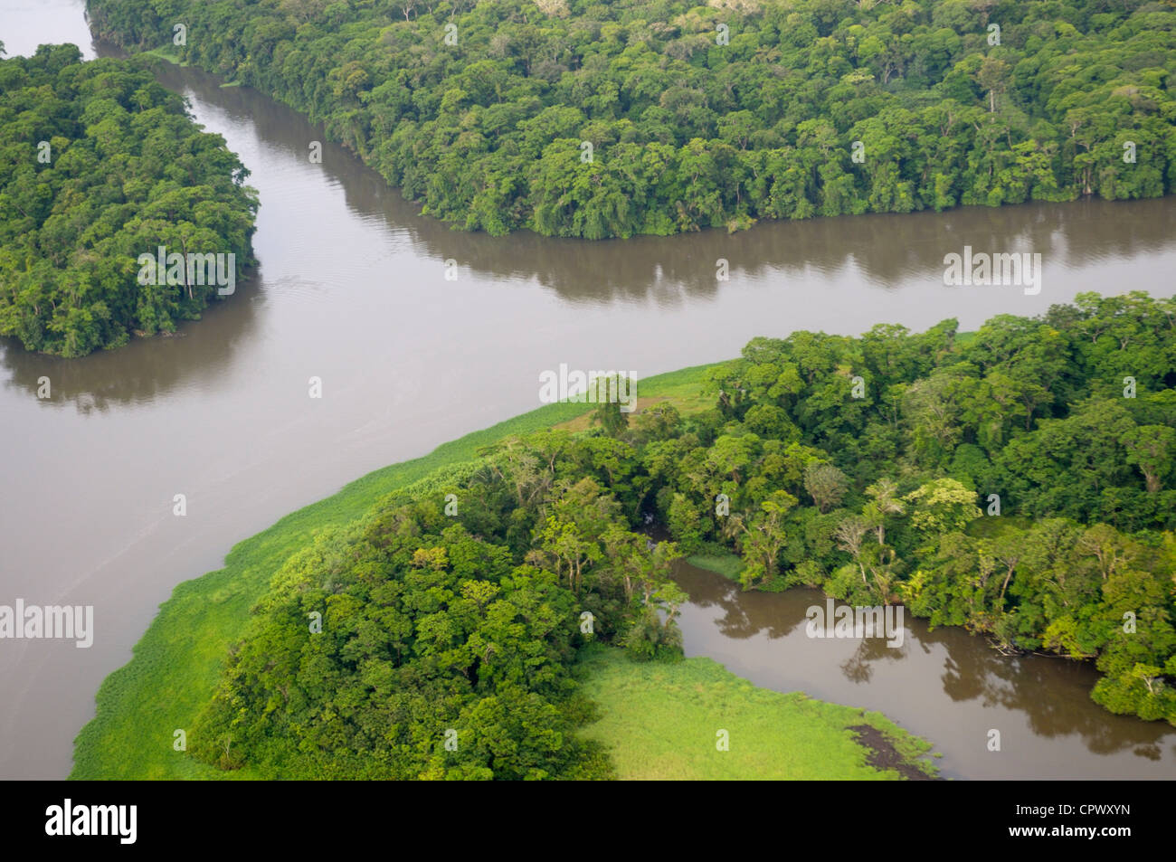 Tortuguero National Park, Costa Rica from the air Stock Photo