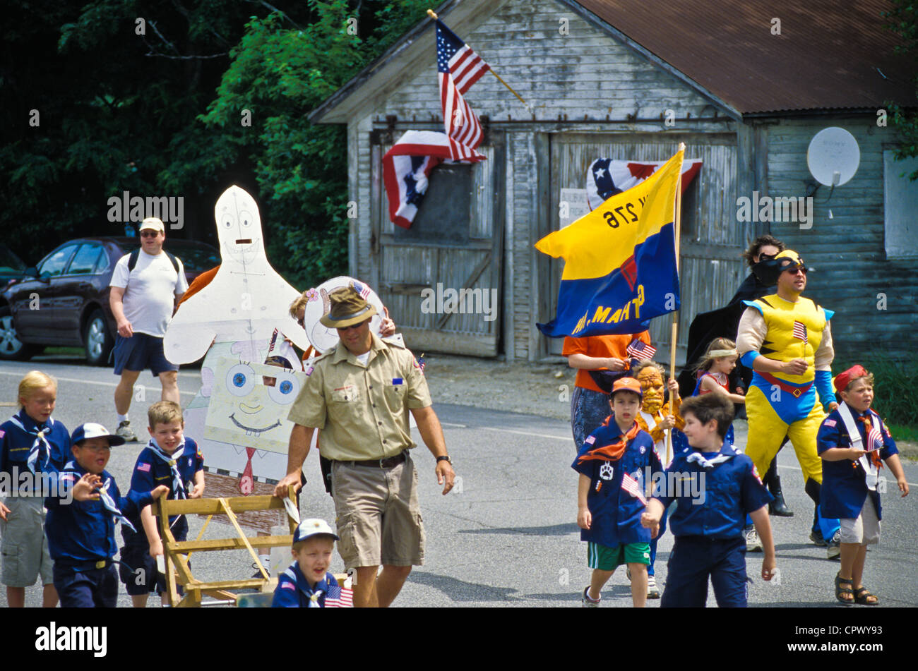 Small town patriotic holiday, 4th of July, Memorial day, Labor day, parades Stock Photo