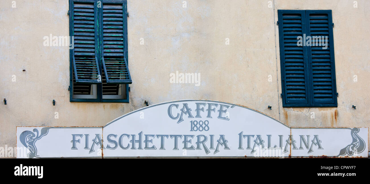 Restaurant and bar Caffe 1888 Fiaschetteria Italiana in Piazza del Popolo, Montalcino, Val D'Orcia,Tuscany, Italy Stock Photo