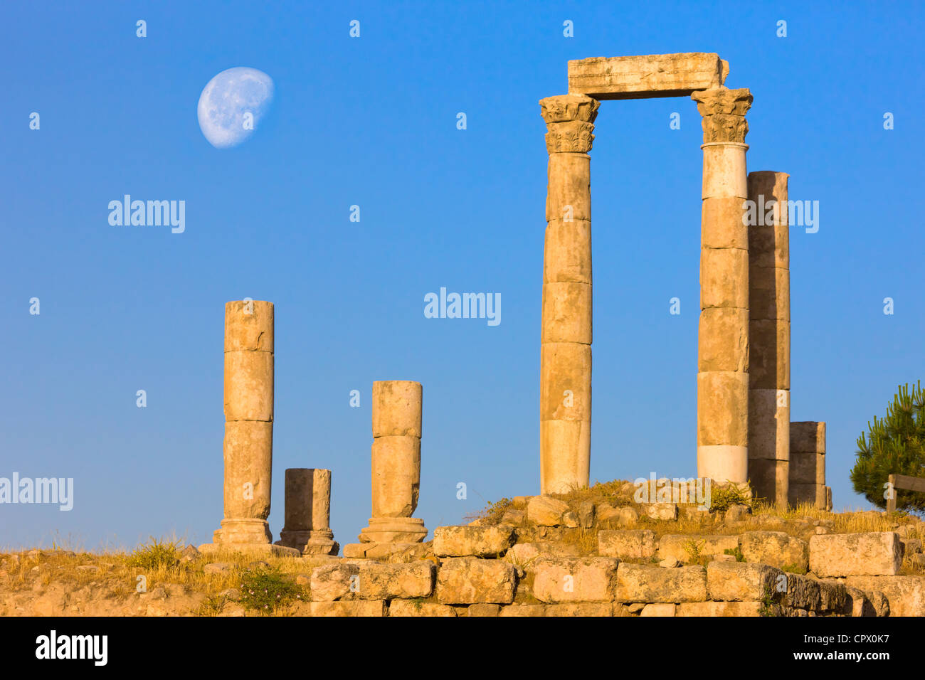 Hercules Temple, Jabal Al-Qal'a, Amman, Jordan Stock Photo