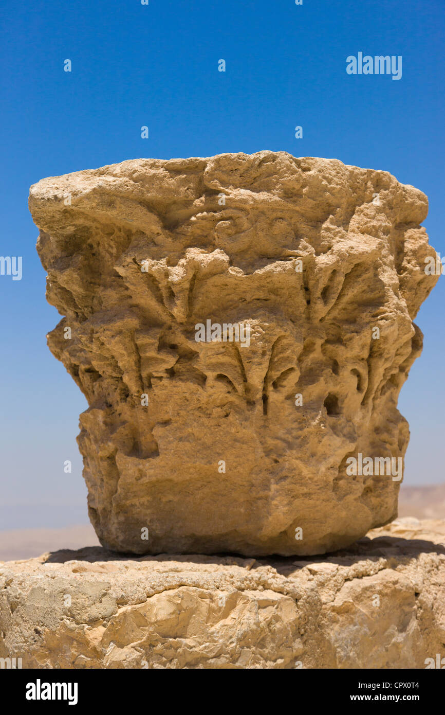 Carved rock at Kerak Castle, Jordan Stock Photo