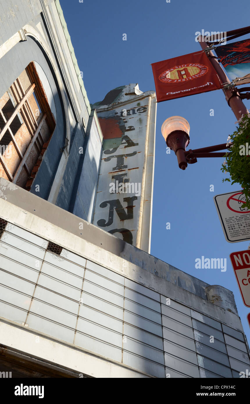 Facade of Cine Latino, an old movie theater in the Mission district of