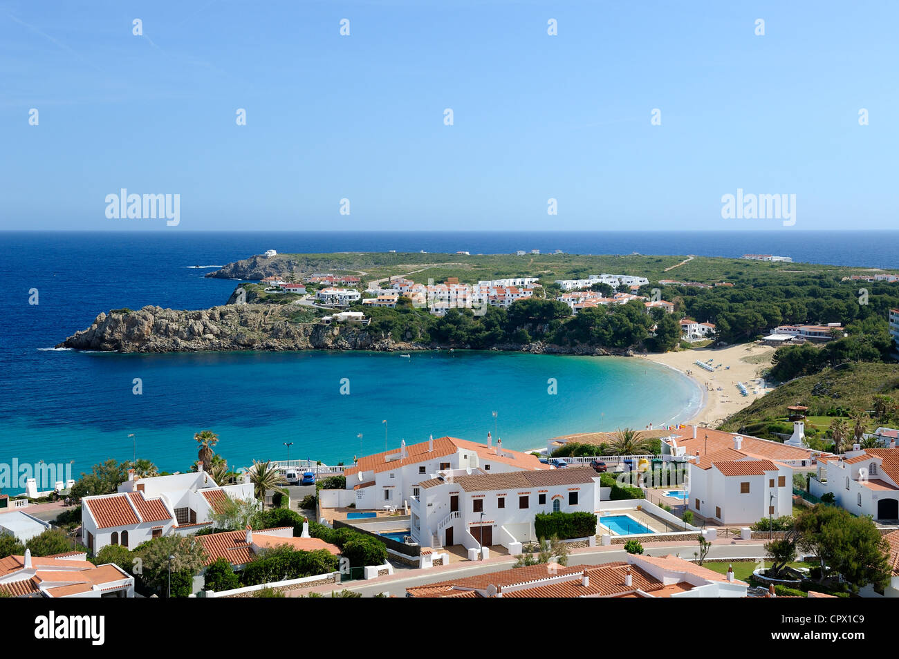 The spanish resort of arenal d'en castell menorca spain Stock Photo - Alamy