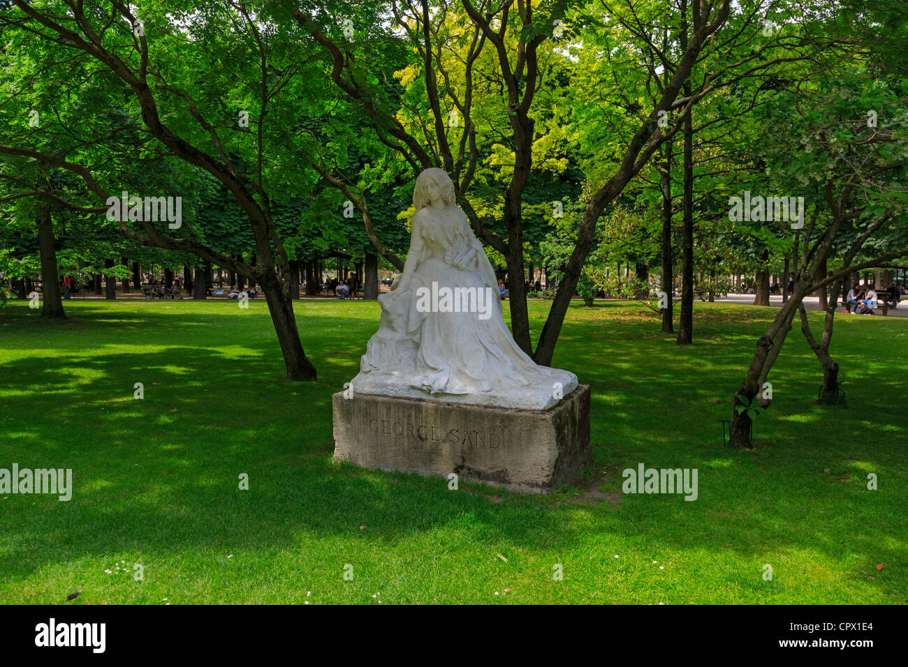 Statue of George Sand in Luxembourg Gardens, Paris. Stock Photo