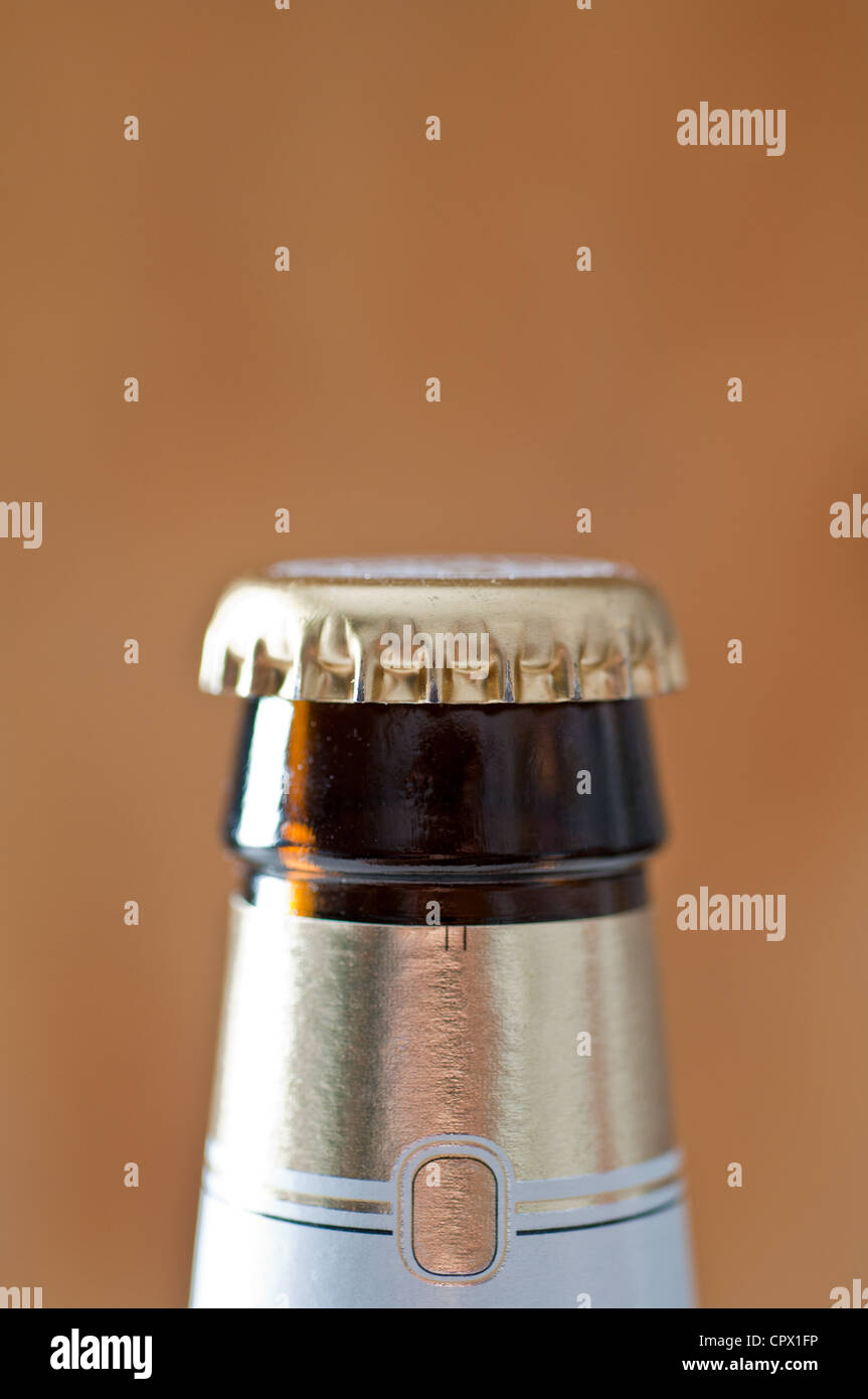 Top section of a beer bottle Stock Photo