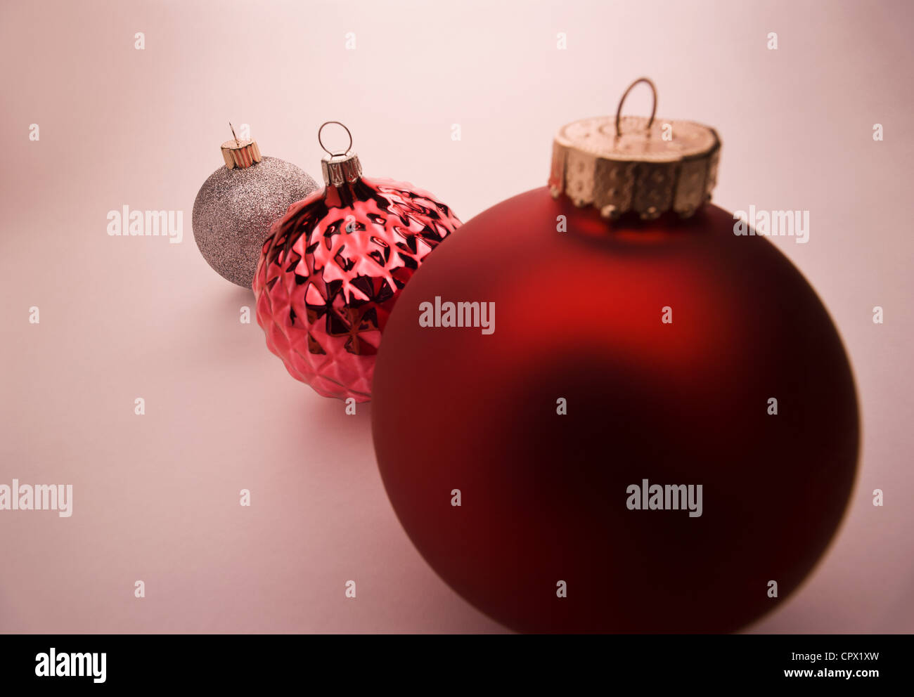 Christmas baubles in studio Stock Photo