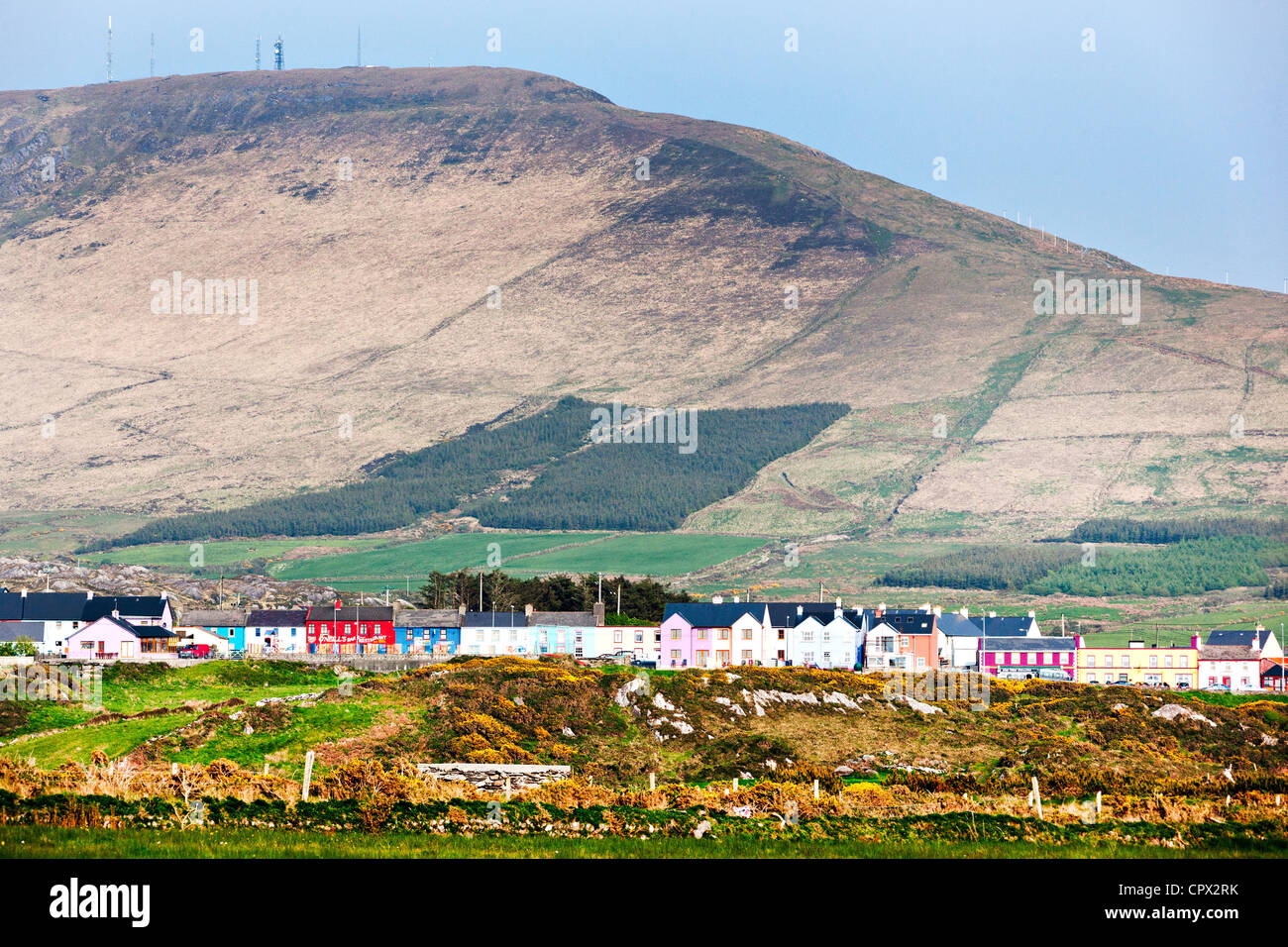Village and mountains, allihies, county cork, ireland Stock Photo