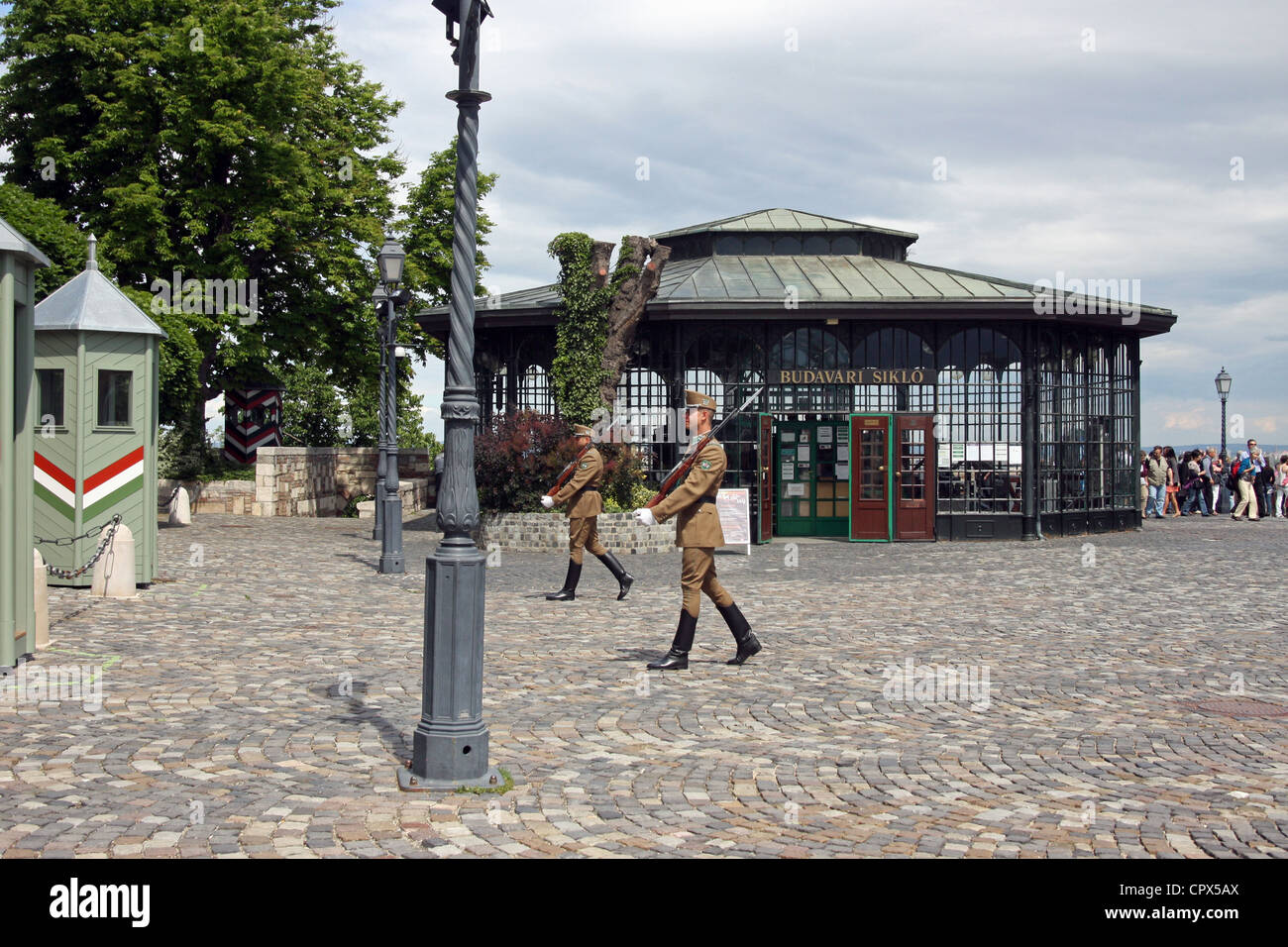 Changing of the guard ceremony at Sándor Palace. Stock Photo