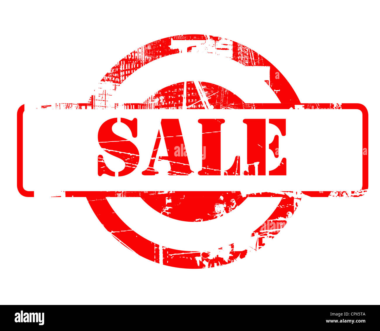 Sale red stamp with copy space isolated on white background. Stock Photo
