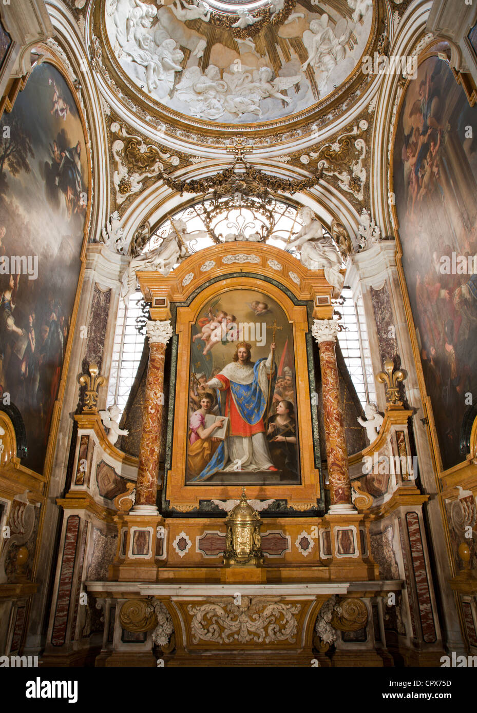 Rome - paint of holy king of France Louis IX from San Liugi church and chapel Stock Photo