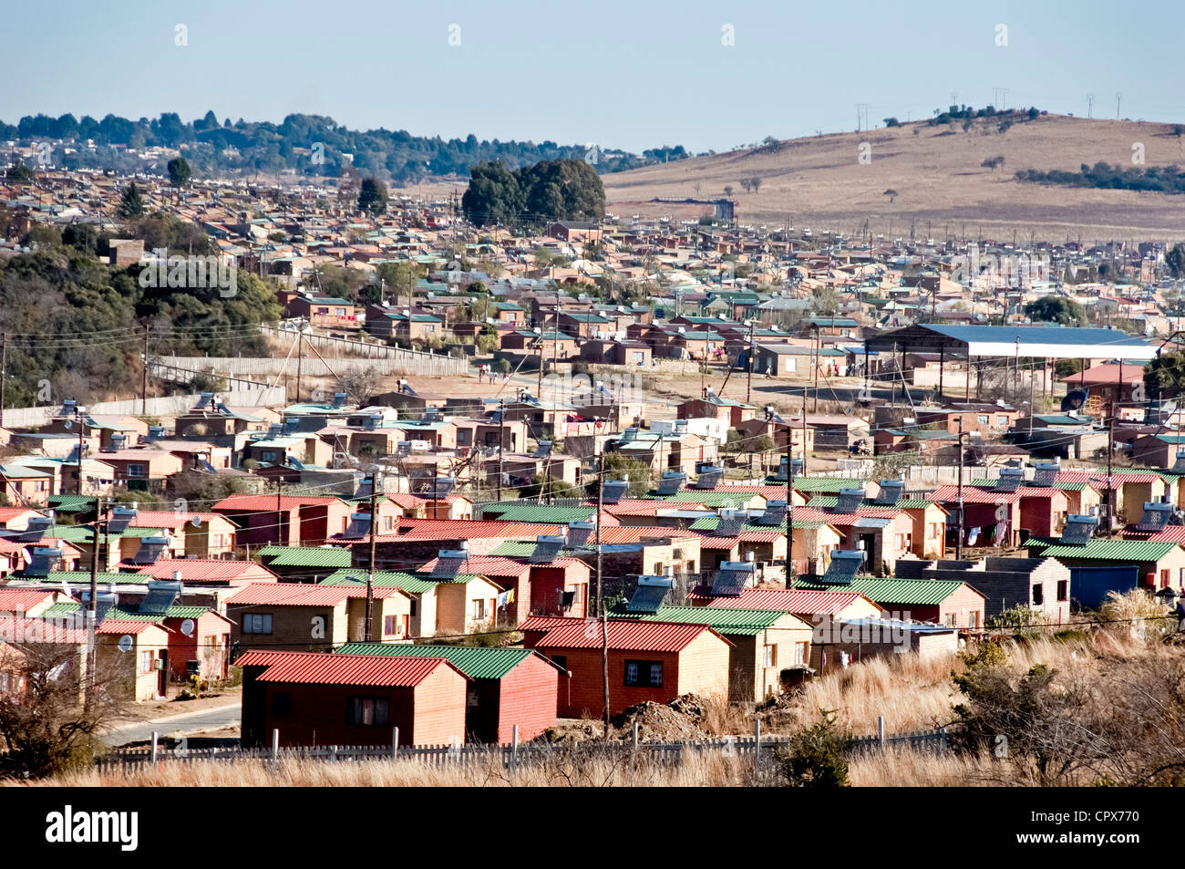 Landscape shot of a housing settlement Stock Photo