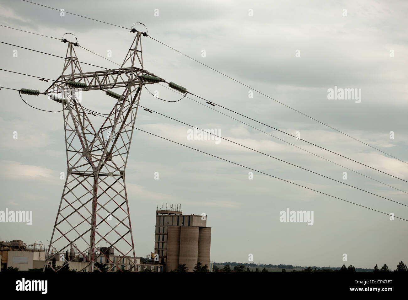 Energy pylons Stock Photo