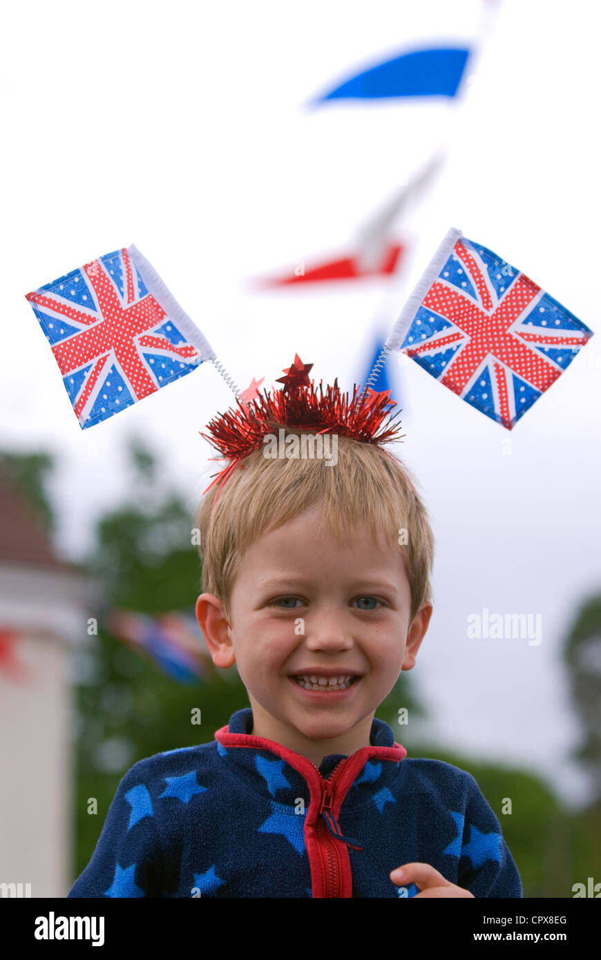 Young boy celebrating diamond jubilee hires stock photography and