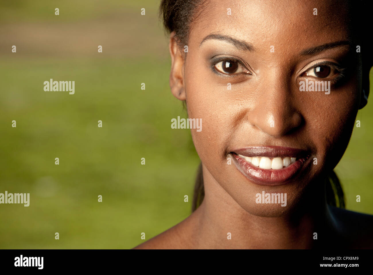Closeup portrait of a young black woman Stock Photo - Alamy