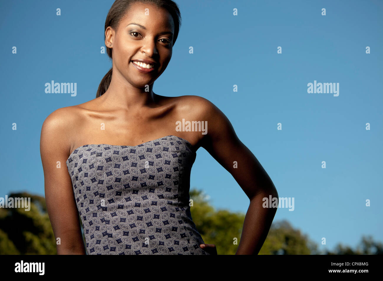Closeup portrait of a young black woman Stock Photo - Alamy