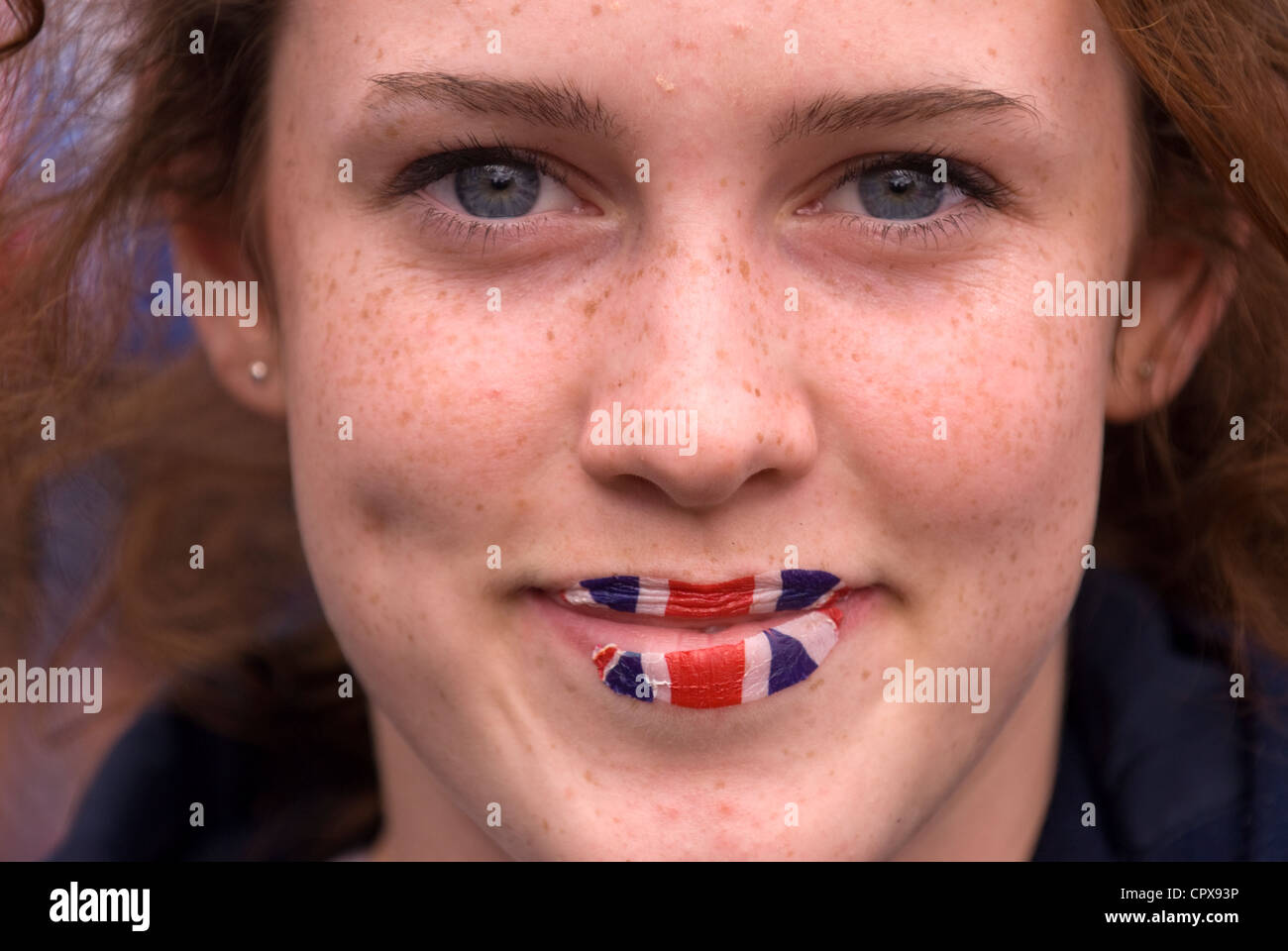 Women wearing union jack colors hires stock photography and images Alamy