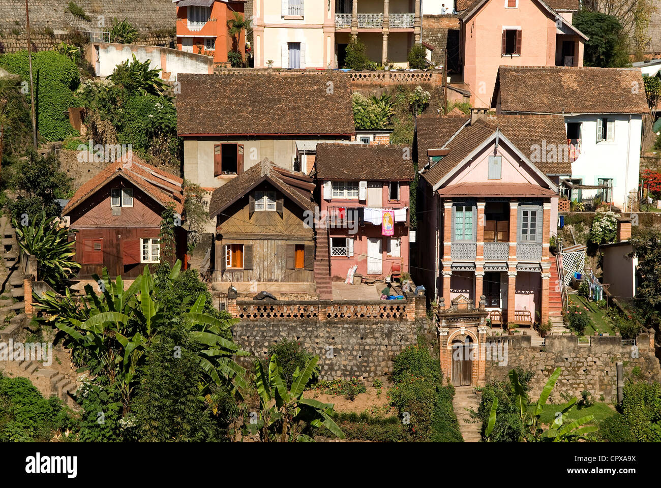 Madagascar, Analamanga region, Antananarivo (Tananarive or Tana), historical quarter of Andahalo on the height of the city Stock Photo