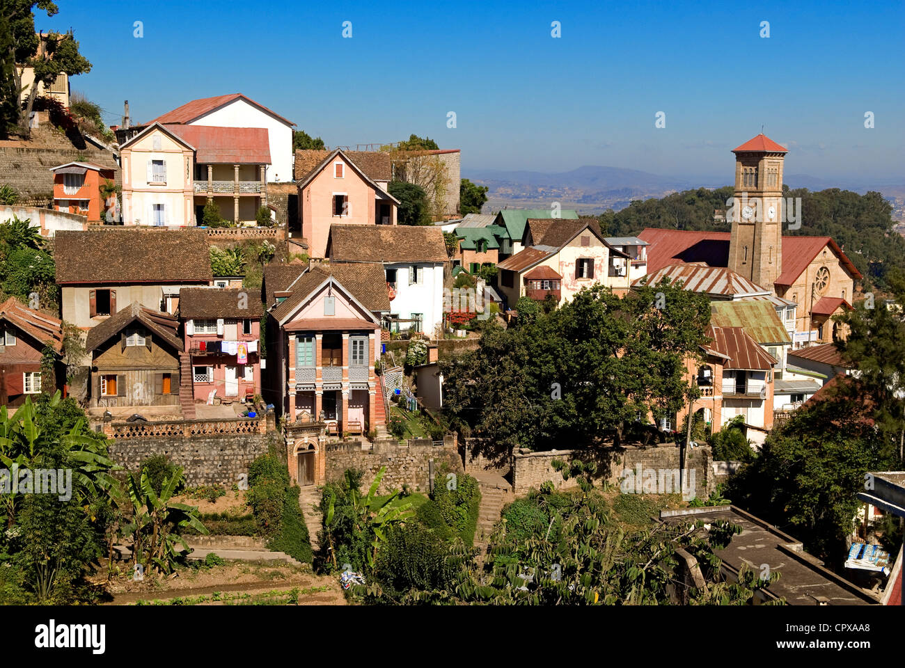Madagascar, Analamanga region, Antananarivo (Tananarive or Tana), historical quarter of Andahalo on the height of the city Stock Photo