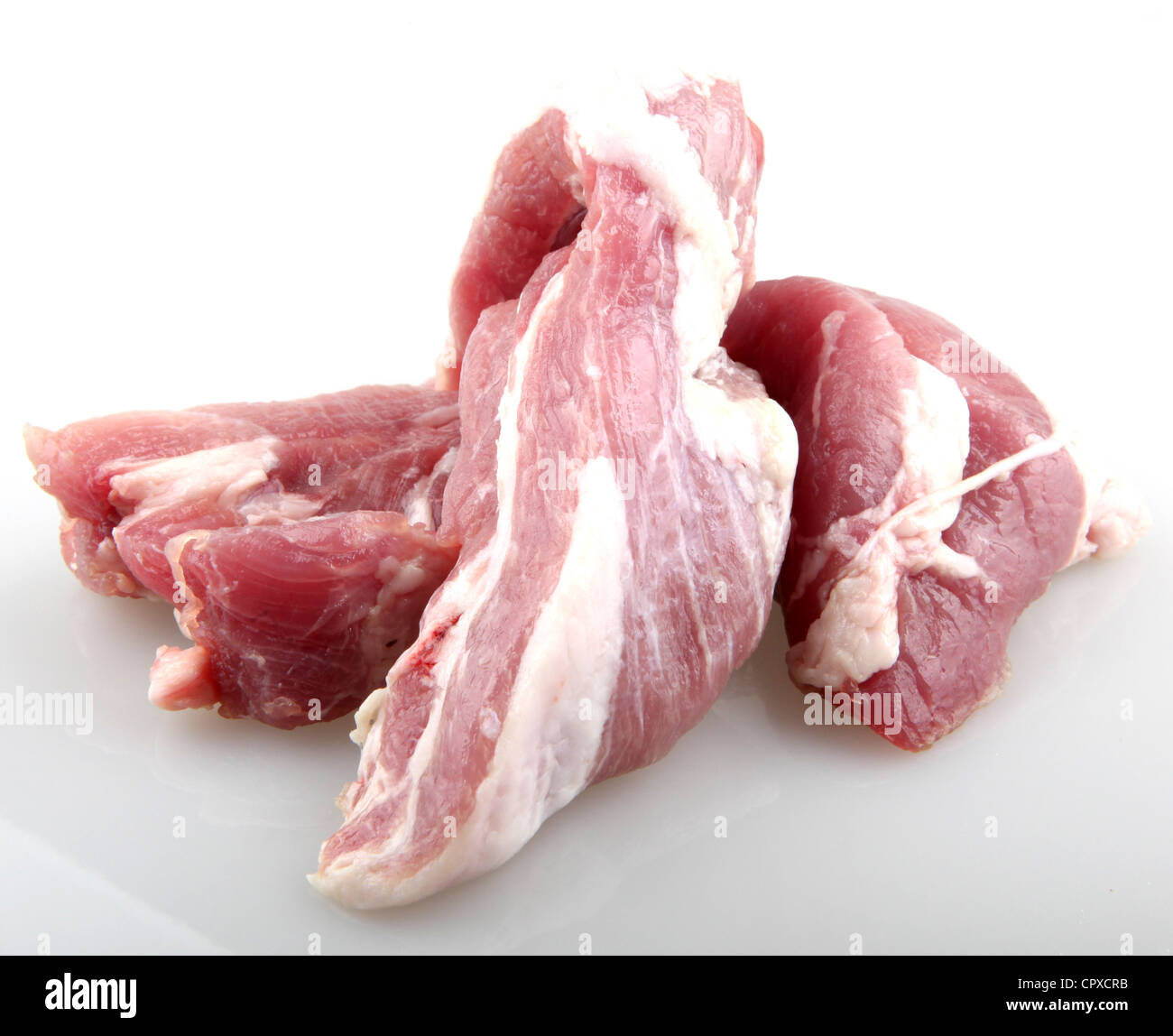 Sliced raw meat Stock Photo