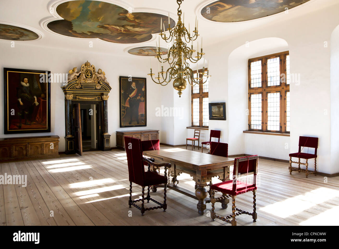 Historical meeting room interior from Kronborg in Elsinore Denmark Stock Photo