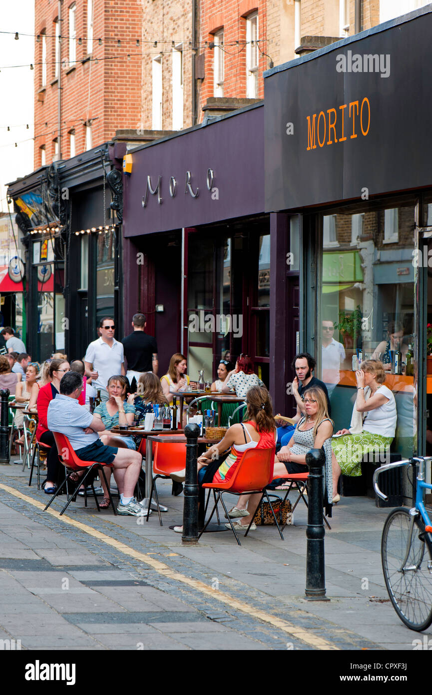 Bars and restaurants on Exmouth Market, London, United Kingdom Stock