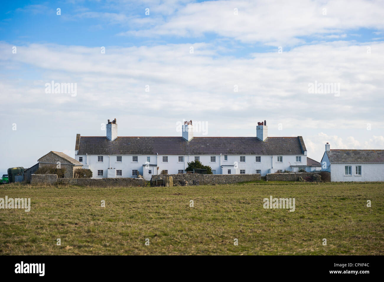 Cottages at St Aldhelm's Head Jurassic Coast Dorset UK Stock Photo
