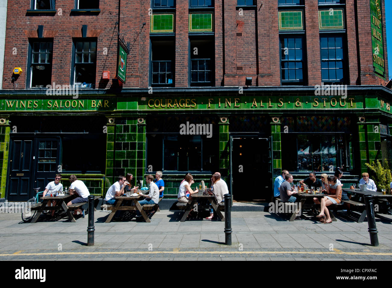 Bars and restaurants on Exmouth Market, London, United Kingdom Stock Photo