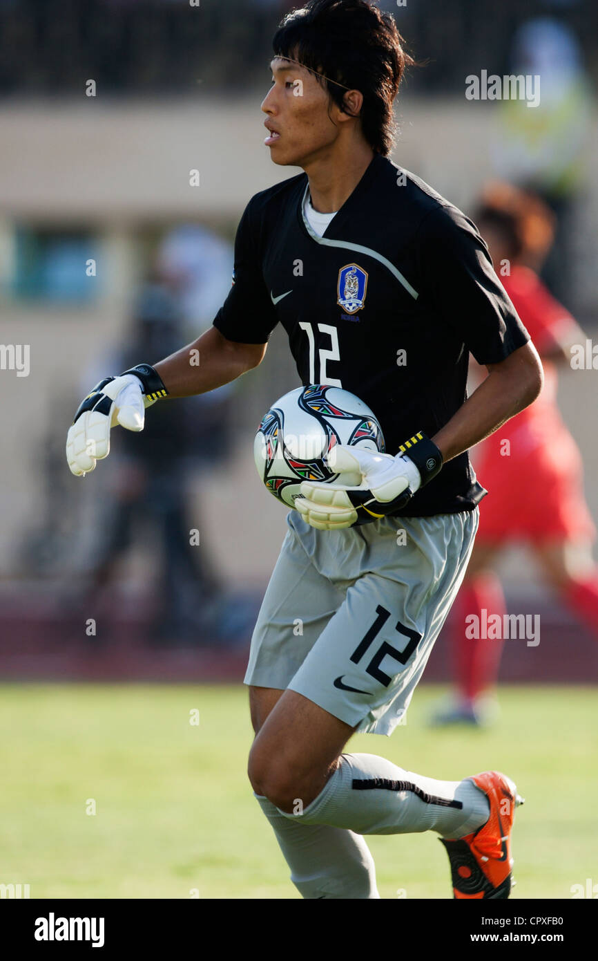 Goalkeeper Seung Gyu Kim of South Korea in action during a FIFA U-20 World Cup Group C match against Germany. Stock Photo