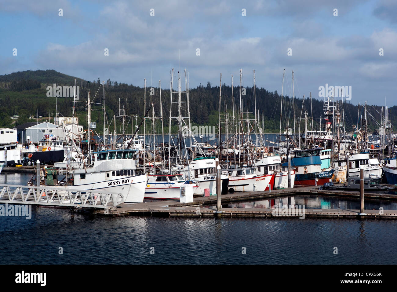 Wharf in Neah Bay, Washington, USA Stock Photo