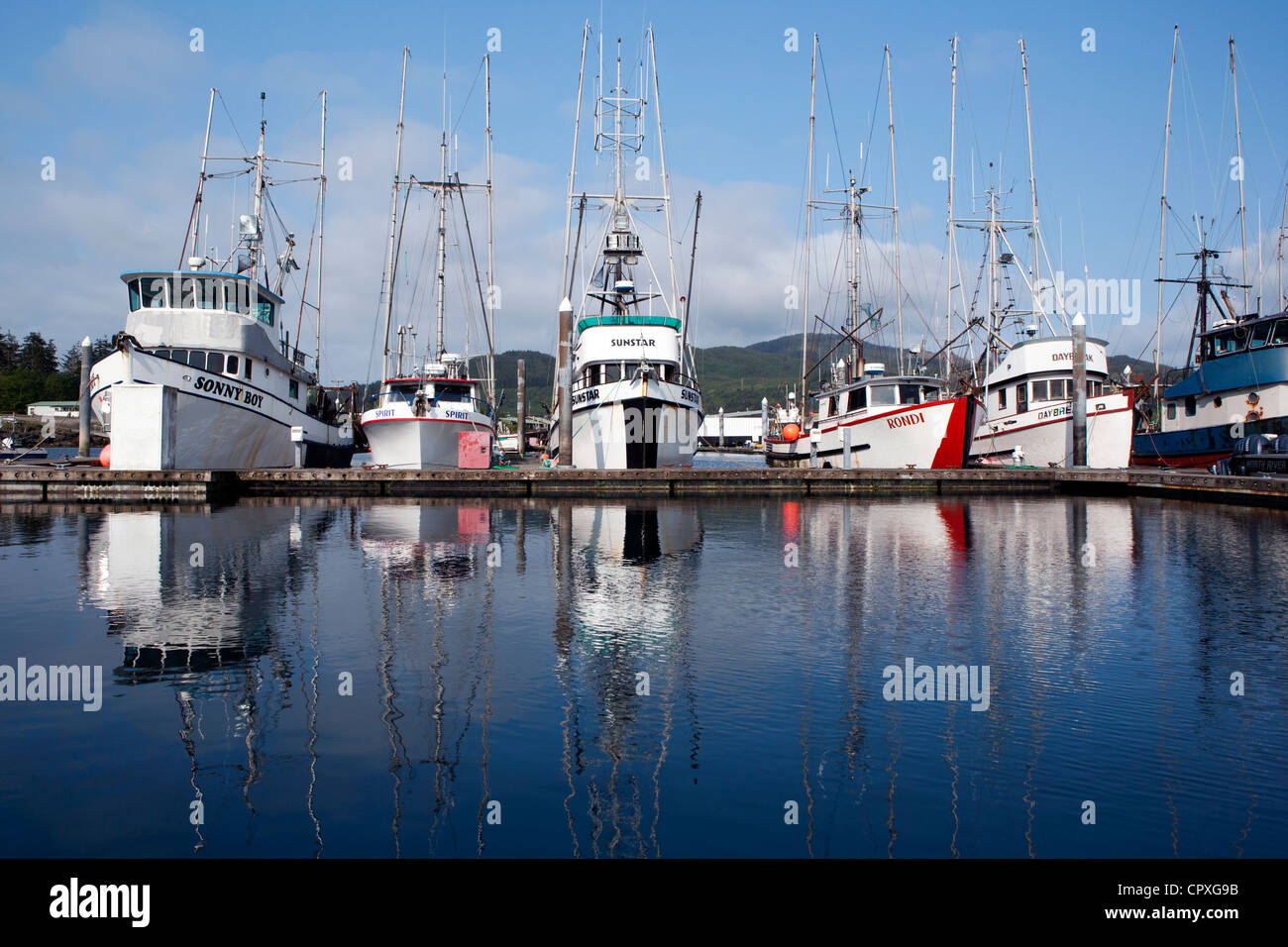 Wharf in Neah Bay, Washington, USA Stock Photo