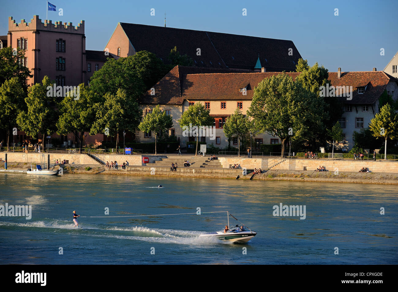 Switzerland, Canton Basel-Stadt, Basel, Little Basel district on the right bank of the river Rhine Stock Photo