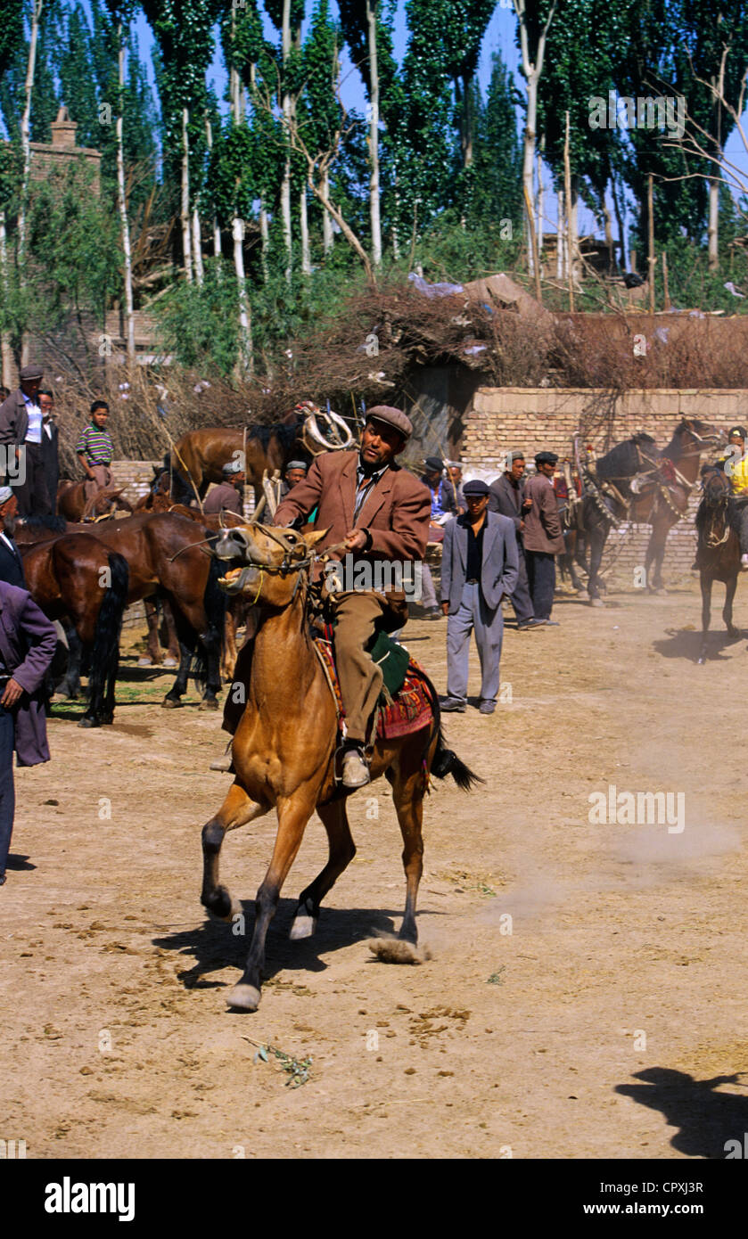 China, Xinjiang Province, Kashgar (Kashi), Horse Fair Stock Photo