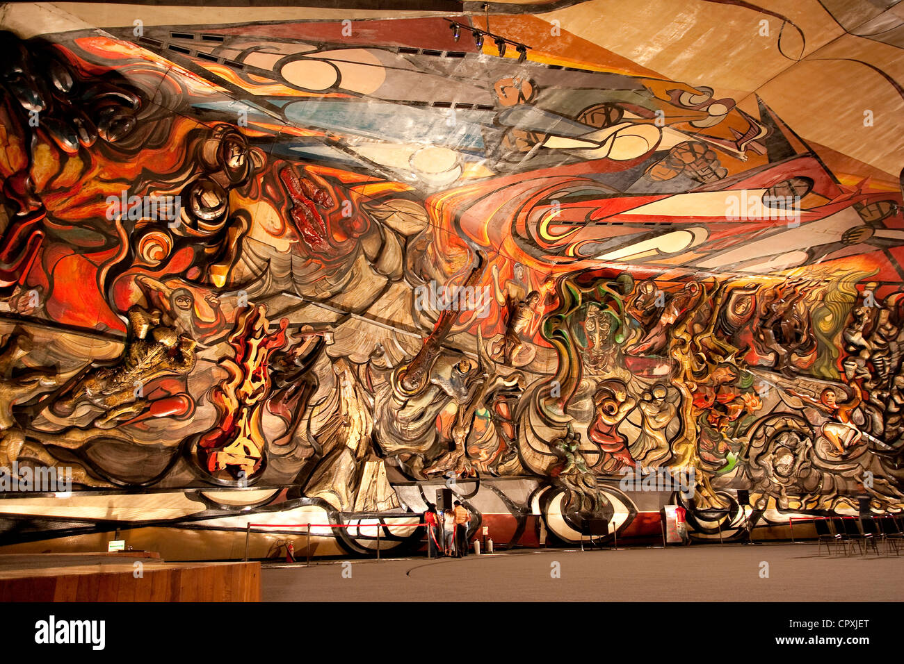 Mexico Federal District Mexico City inside of Polyforum Cultural Siqueiros March of Humanity biggest sculpture-fresco in world Stock Photo
