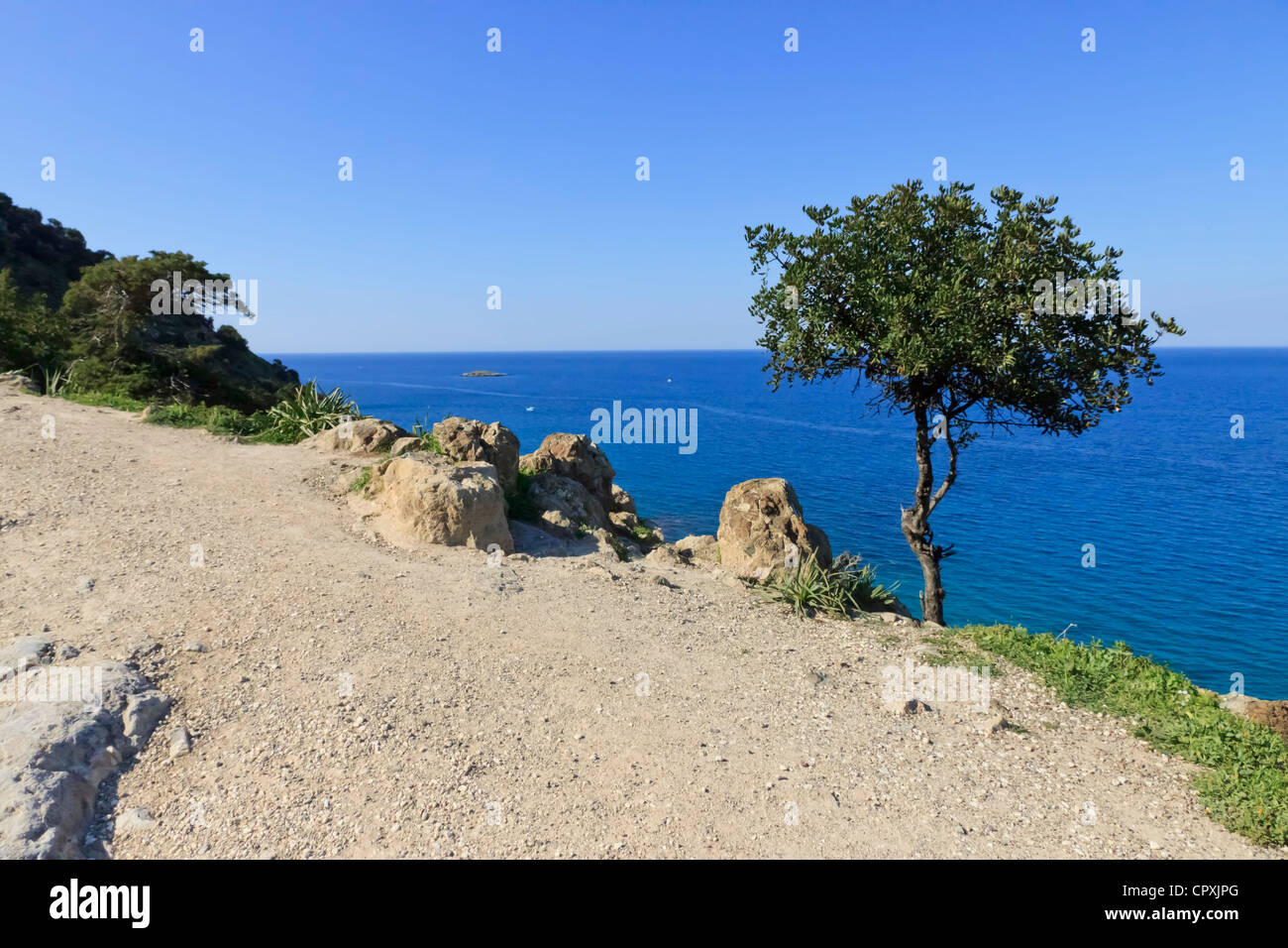 View of Chrysochous bay from the hills of Akamas peninsula Stock Photo